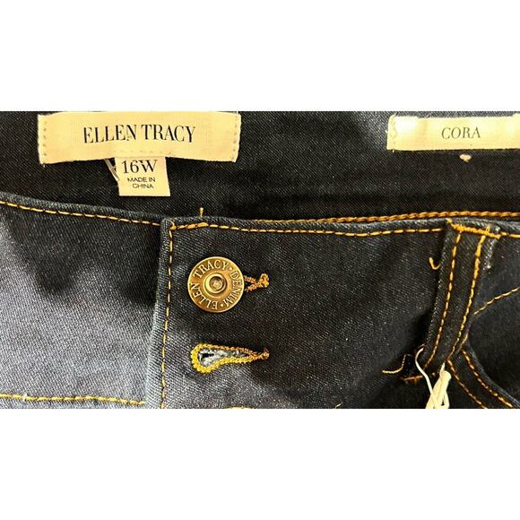 Ellen Tracy Jeans Women's 16W Blue 27" Inseam Fluid Denim Double Button Skinny - Picture 3 of 9